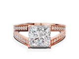 Rose gold Princess Cut Split Shank Pave Diamond Ring with Four-Prong Setting_46