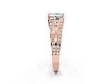 Rose gold Princess Cut Split Shank Pave Diamond Ring with Four-Prong Setting_47