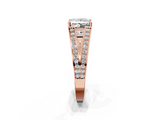 Rose gold Princess Cut Split Shank Pave Diamond Ring with Four-Prong Setting_48
