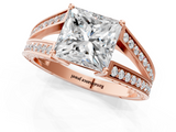 Rose gold Princess Cut Split Shank Pave Diamond Ring with Four-Prong Setting_49