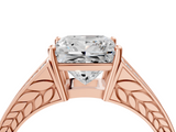 Rose gold Princess Cut Split Shank Pave Diamond Ring with Four-Prong Setting_50