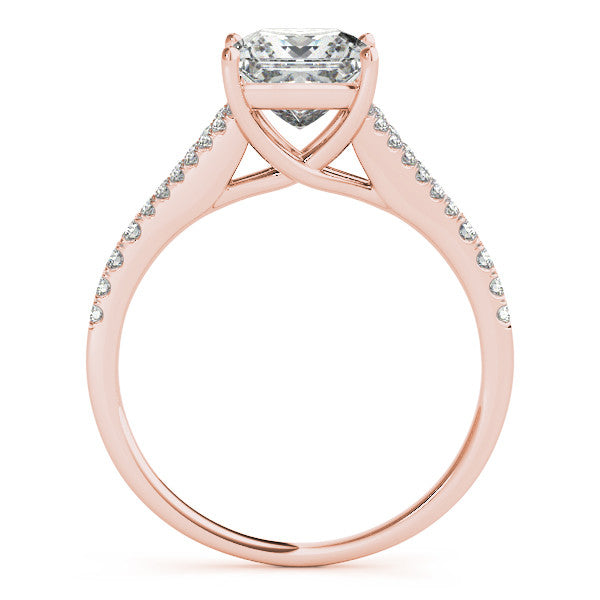 Rose gold Princess Cut Split Shank Pave Engagement Ring with Four-Prong Setting 1