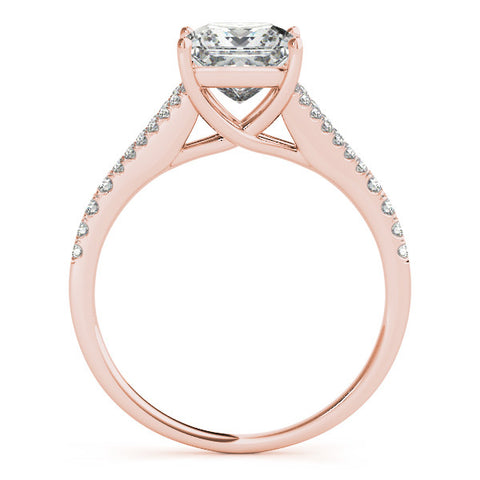 Rose gold Princess Cut Split Shank Pave Engagement Ring with Four-Prong Setting 1