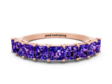 Rose gold Princess Cut Tanzanite Channel-Set Eternity Band with Prong Setting_6