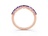 Rose gold Princess Cut Tanzanite Channel-Set Eternity Band with Prong Setting_9