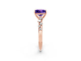 Rose gold Princess Cut Tanzanite Cluster Side Stone Solitaire Ring with Prong Setting_26