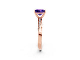 Rose gold Princess Cut Tanzanite Engagement Ring with Side Stone Accents and Four-Prong Setting_41