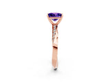 Rose gold Princess Cut Tanzanite Engagement Ring with Side Stone Accents and Four-Prong Setting_62