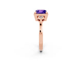 Rose gold Princess Cut Tanzanite Halo Ring with Tapered Band and Four-Prong Setting_2