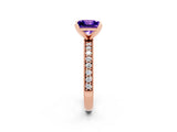 Rose gold Princess Cut Tanzanite Milgrain Pavé Engagement Ring with Four-Prong Setting_14