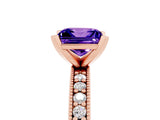 Rose gold Princess Cut Tanzanite Milgrain Pavé Engagement Ring with Four-Prong Setting_17