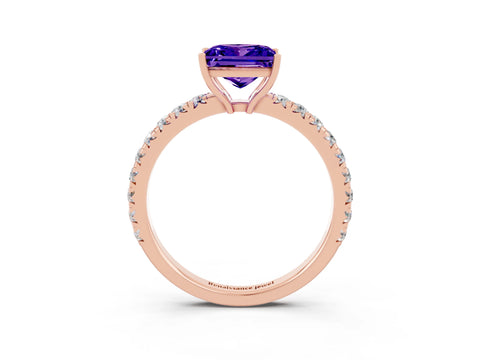 Rose gold Princess Cut Tanzanite Pavé Solitaire Engagement Ring with Four-Prong Setting_15