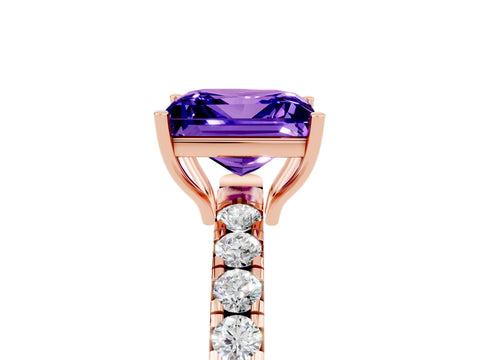 Rose gold Princess Cut Tanzanite Pavé Solitaire Engagement Ring with Four-Prong Setting_17