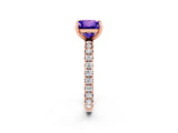Rose gold Princess Cut Tanzanite Pavé Solitaire Ring with Round Band and Prong Setting_26