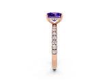 Rose gold Princess Cut Tanzanite Pave Band Solitaire Ring with Four-Prong Setting_26