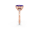 Rose gold Princess Cut Tanzanite Ring with Side Stones and Four-Prong Setting_38