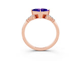 Rose gold Princess Cut Tanzanite Ring with Side Stones and Four-Prong Setting_39