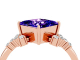Rose gold Princess Cut Tanzanite Ring with Side Stones and Four-Prong Setting_40