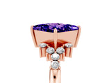 Rose gold Princess Cut Tanzanite Ring with Side Stones and Four-Prong Setting_41
