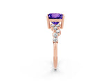 Rose gold Princess Cut Tanzanite Scattered Round Accent Ring with Prong Setting_14