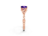 Rose gold Princess Cut Tanzanite Solitaire Celtic Knot Ring with Four-Prong Setting_14
