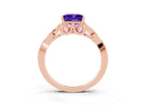 Rose gold Princess Cut Tanzanite Solitaire Celtic Knot Ring with Four-Prong Setting_15