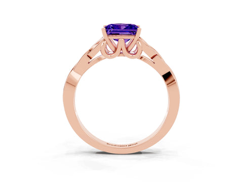 Rose gold Princess Cut Tanzanite Solitaire Celtic Knot Ring with Four-Prong Setting_15