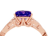 Rose gold Princess Cut Tanzanite Solitaire Celtic Knot Ring with Four-Prong Setting_16