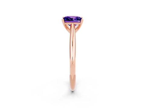Rose gold Princess Cut Tanzanite Solitaire Engagement Ring with Cathedral Setting and Four-Prong Mount_14