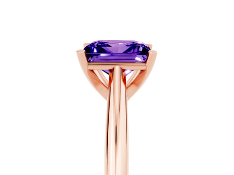 Rose gold Princess Cut Tanzanite Solitaire Engagement Ring with Cathedral Setting and Four-Prong Mount_17