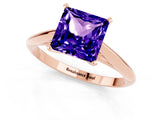 Rose gold Princess Cut Tanzanite Solitaire Engagement Ring with Cathedral Setting and Four-Prong Mount_25
