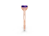 Rose gold Princess Cut Tanzanite Solitaire Engagement Ring with Cathedral Setting and Four-Prong Mount_26