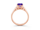Rose gold Princess Cut Tanzanite Solitaire Engagement Ring with Cathedral Setting and Four-Prong Mount_27