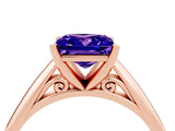 Rose gold Princess Cut Tanzanite Solitaire Engagement Ring with Cathedral Setting and Four-Prong Mount_28