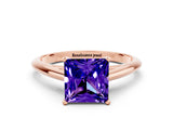 Rose gold Princess Cut Tanzanite Solitaire Engagement Ring with Cathedral Setting and Four-Prong Mount_66