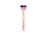 Rose gold Princess Cut Tanzanite Solitaire Engagement Ring with Cathedral Setting and Four-Prong Mount_68