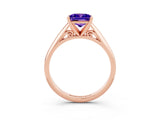 Rose gold Princess Cut Tanzanite Solitaire Engagement Ring with Cathedral Setting and Four-Prong Mount_69