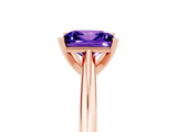 Rose gold Princess Cut Tanzanite Solitaire Engagement Ring with Cathedral Setting and Four-Prong Mount_71