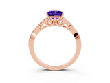 Rose gold Princess Cut Tanzanite Solitaire Engagement Ring with Celtic Knot Band and Four-Prong Setting_3