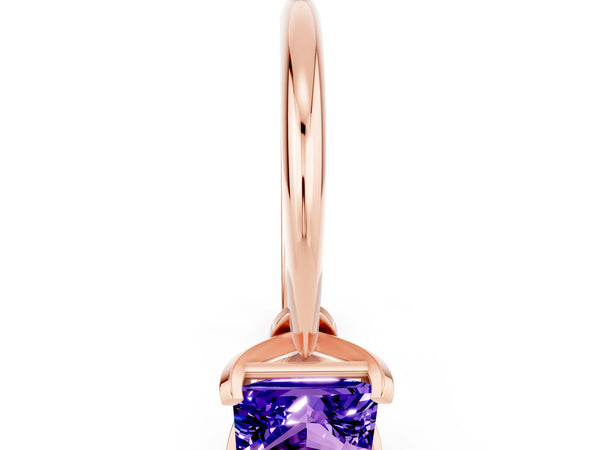 Rose gold Princess Cut Tanzanite Solitaire Engagement Ring with Classic Band and Four-Prong Setting