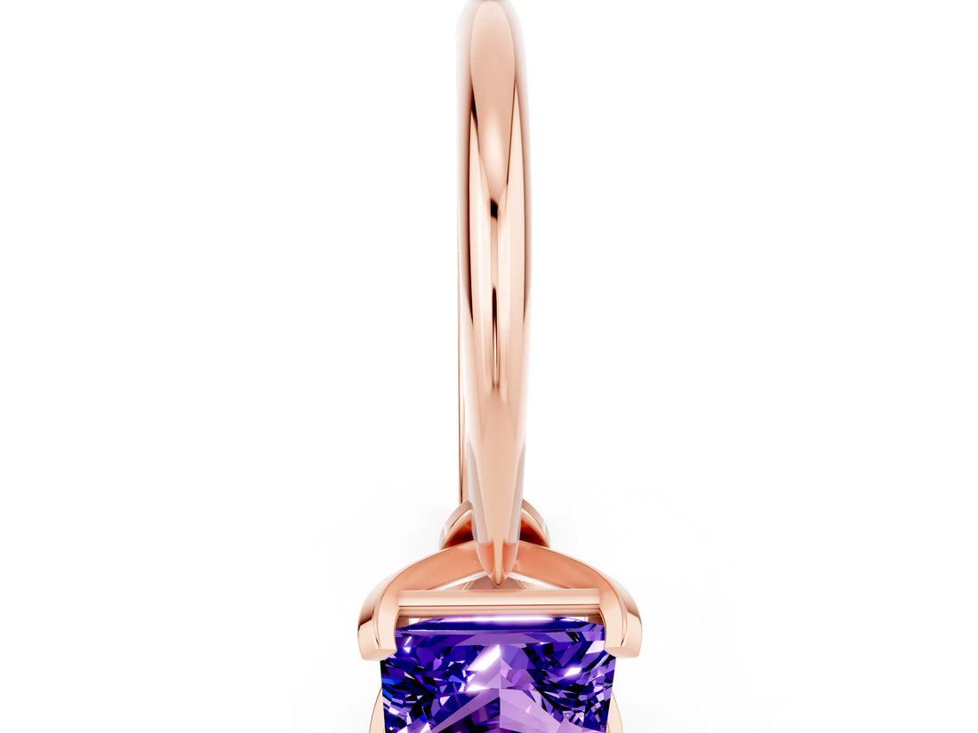 Rose gold Princess Cut Tanzanite Solitaire Engagement Ring with Classic Band and Four-Prong Setting_24