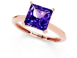Rose gold Princess Cut Tanzanite Solitaire Engagement Ring with Classic Band and Four-Prong Setting_25