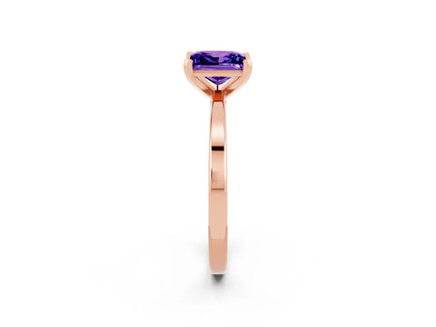 Rose gold Princess Cut Tanzanite Solitaire Engagement Ring with Classic Band and Four-Prong Setting_26