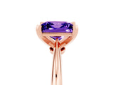 Rose gold Princess Cut Tanzanite Solitaire Engagement Ring with Classic Band and Four-Prong Setting_29