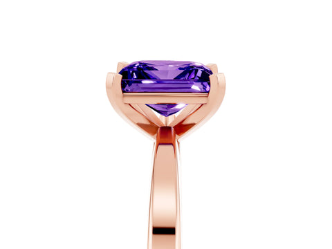 Rose gold Princess Cut Tanzanite Solitaire Engagement Ring with Classic Band and Four-Prong Setting_29
