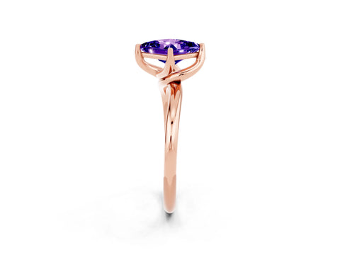 Rose gold Princess Cut Tanzanite Solitaire Engagement Ring with Four-Prong Setting and Classic Band_14