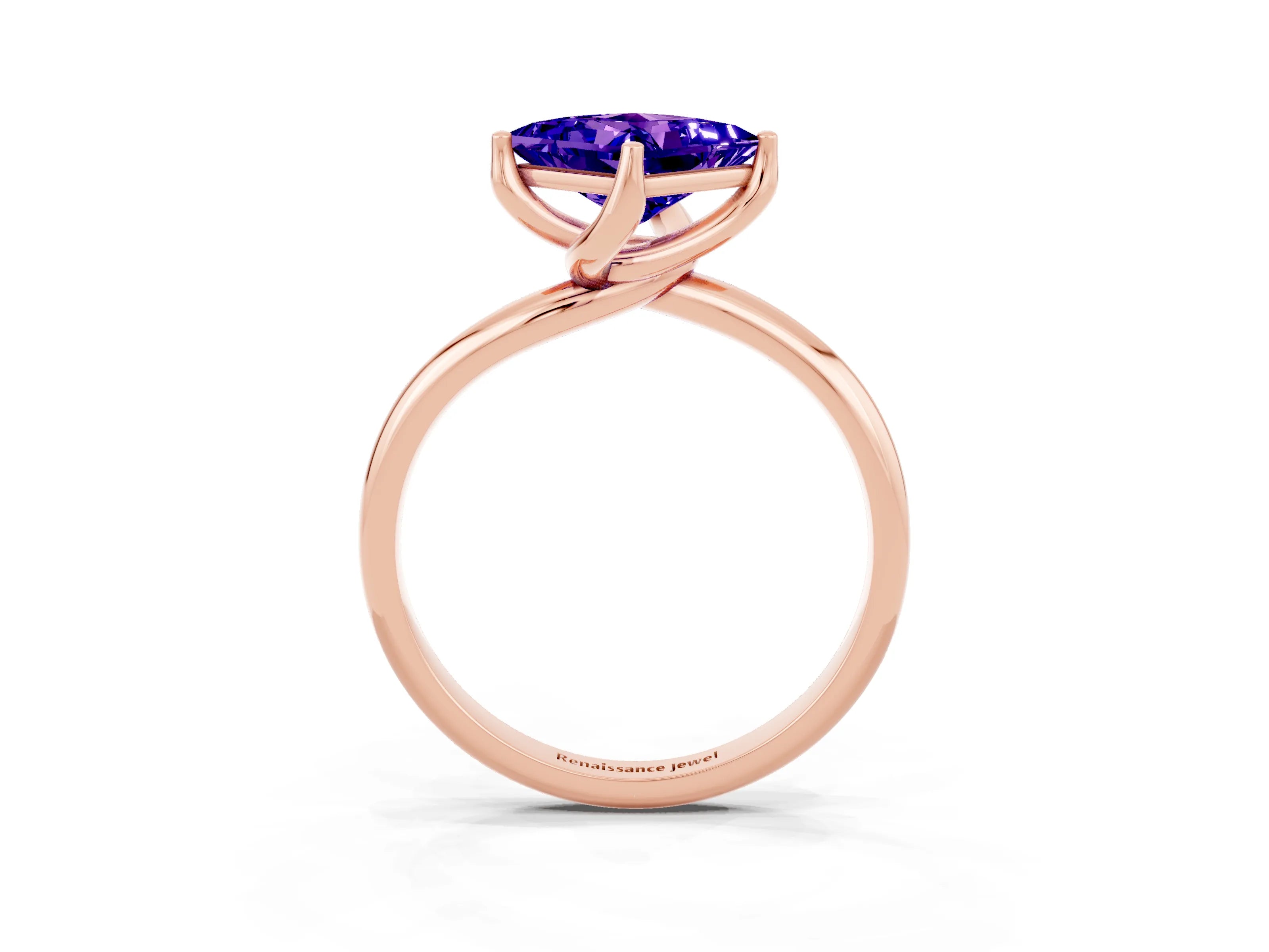 Rose gold Princess Cut Tanzanite Solitaire Engagement Ring with Four-Prong Setting and Classic Band_15