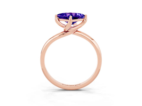 Rose gold Princess Cut Tanzanite Solitaire Engagement Ring with Four-Prong Setting and Classic Band_15
