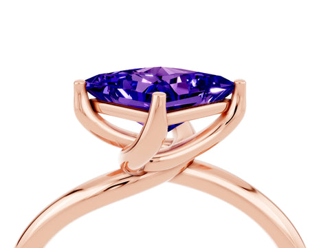 Rose gold Princess Cut Tanzanite Solitaire Engagement Ring with Four-Prong Setting and Classic Band_16