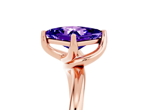 Rose gold Princess Cut Tanzanite Solitaire Engagement Ring with Four-Prong Setting and Classic Band_17